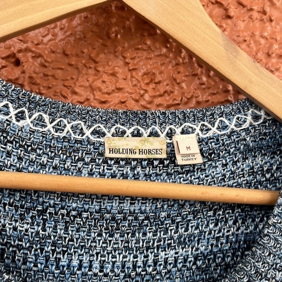 Cotton Blend HOLDING HORSES Anthropologie Sweater Dress Blue Size Medium - Picture 4 of 4